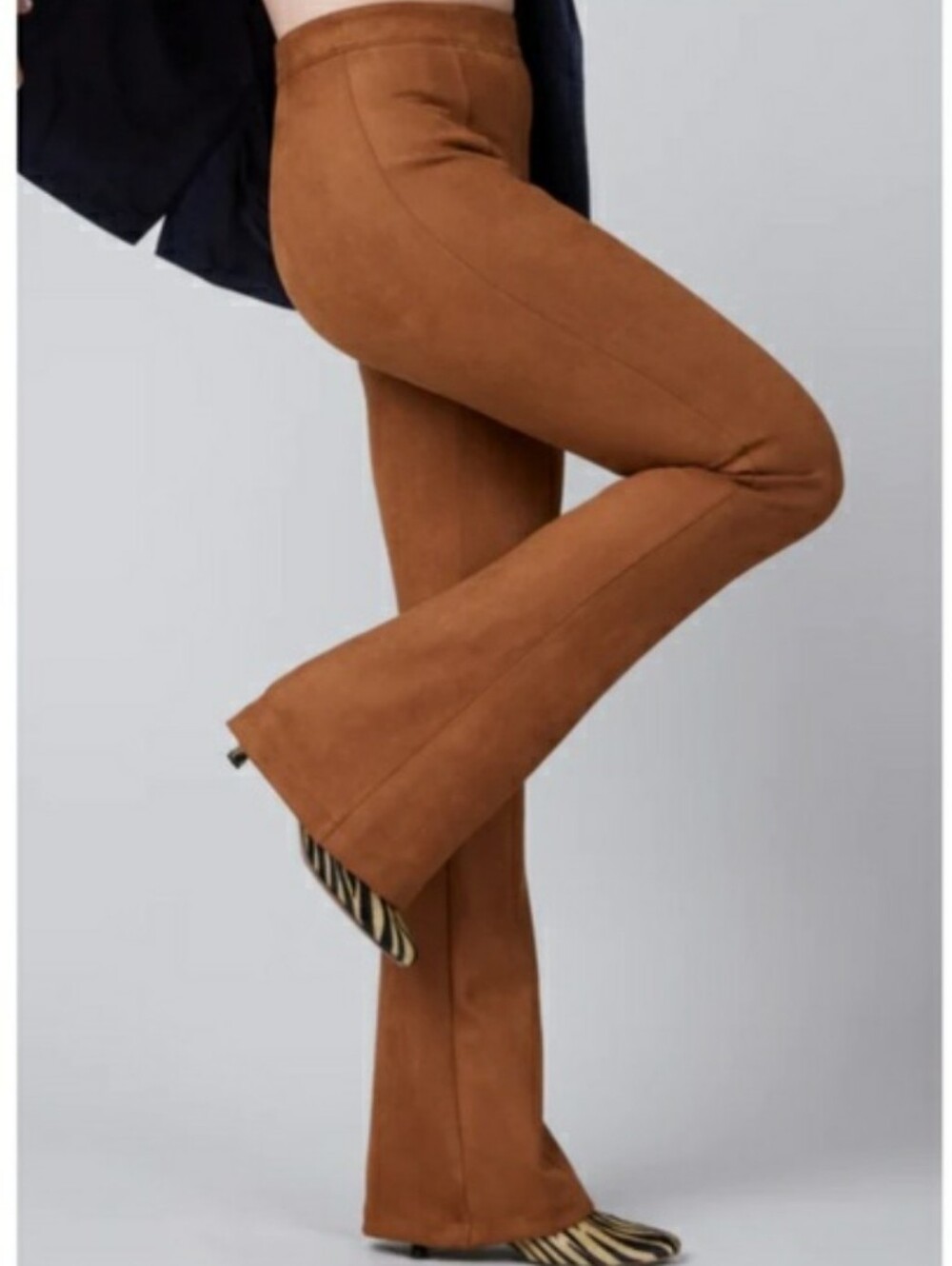 Spanx Faux Suede Flare Pants In Rich Camel